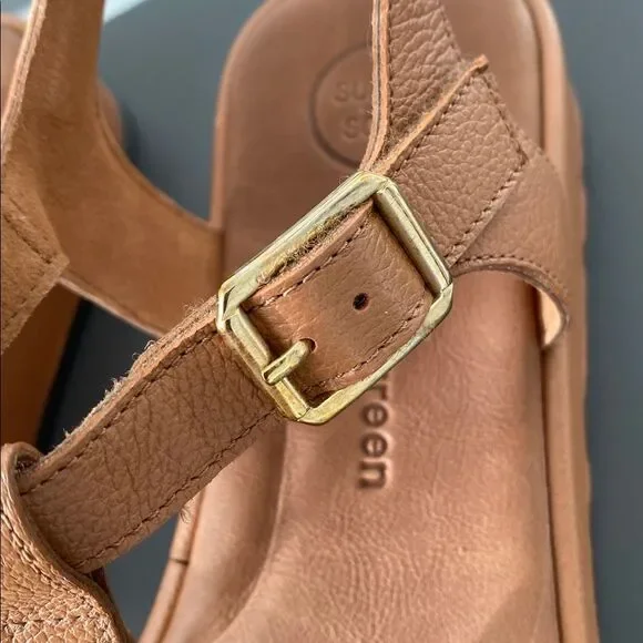 Paul Green Taos Platform Sandal Cognac Leather Gold Accents Sz 8 (US9) Vacation - Picture 10 of 14